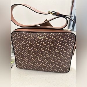 Brown Burberry Monogram Print Messenger Bag